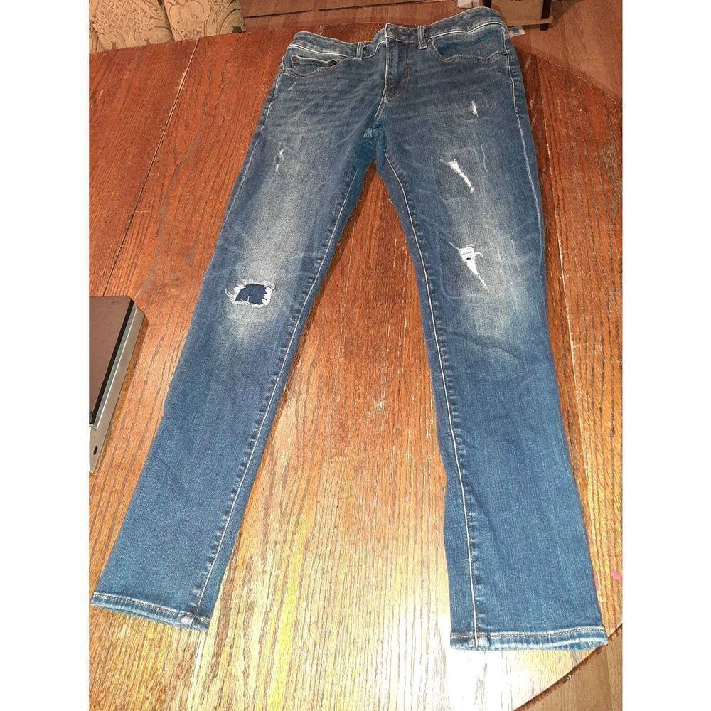 30x32 Express Hyper Stretch Skinny Denim Blue Jeans Distressed